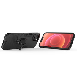 Ring Armor dėklas iPhone 14 Pro, šarvuotas dangtelis, magnetinis žiedo laikiklis, juodas