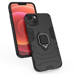 Ring Armor dėklas iPhone 14 Pro, šarvuotas dangtelis, magnetinis žiedo laikiklis, juodas