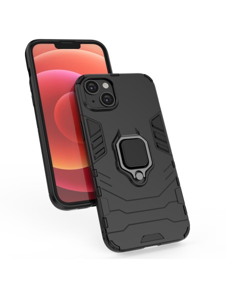 Ring Armor dėklas iPhone 14 Pro, šarvuotas dangtelis, magnetinis žiedo laikiklis, juodas