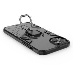 Ring Armor dėklas iPhone 14 Pro, šarvuotas dangtelis, magnetinis žiedo laikiklis, juodas