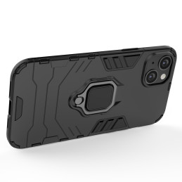 Ring Armor dėklas iPhone 14 Pro, šarvuotas dangtelis, magnetinis žiedo laikiklis, juodas