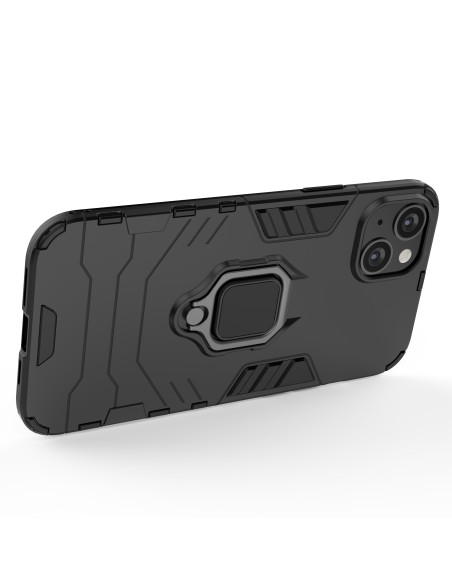 Ring Armor dėklas iPhone 14 Pro, šarvuotas dangtelis, magnetinis žiedo laikiklis, juodas