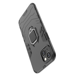 Ring Armor dėklas iPhone 14 Pro, šarvuotas dangtelis, magnetinis žiedo laikiklis, juodas