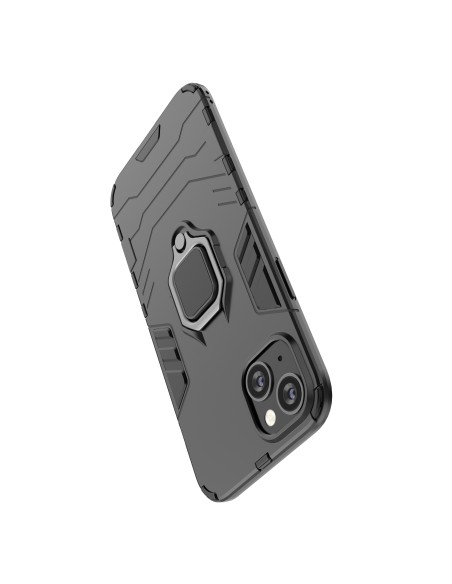 Ring Armor dėklas iPhone 14 Pro, šarvuotas dangtelis, magnetinis žiedo laikiklis, juodas