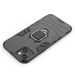 Ring Armor dėklas iPhone 14 Pro, šarvuotas dangtelis, magnetinis žiedo laikiklis, juodas