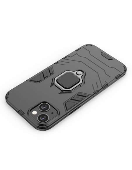 Ring Armor dėklas iPhone 14 Pro, šarvuotas dangtelis, magnetinis žiedo laikiklis, juodas