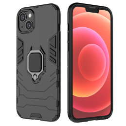 Ring Armor dėklas iPhone 14 Pro, šarvuotas dangtelis, magnetinis žiedo laikiklis, juodas