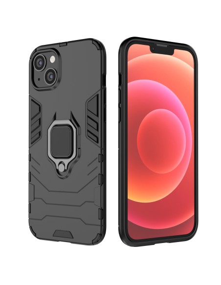 Ring Armor dėklas iPhone 14 Pro, šarvuotas dangtelis, magnetinis žiedo laikiklis, juodas