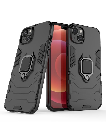 Ring Armor dėklas iPhone 14 Pro Max, šarvuotas dangtelis, magnetinis žiedo laikiklis, juodas