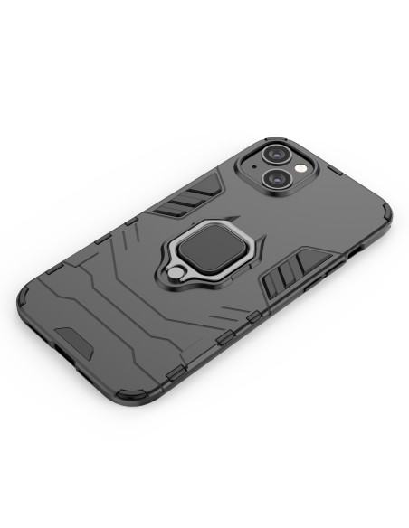 Ring Armor dėklas iPhone 14 Pro Max, šarvuotas dangtelis, magnetinis žiedo laikiklis, juodas