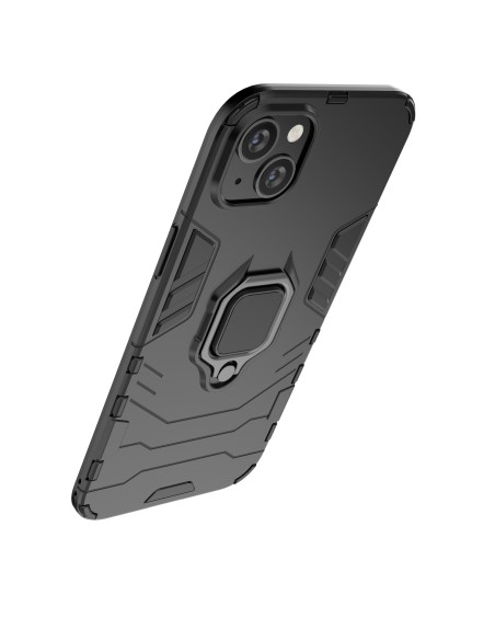 Ring Armor dėklas iPhone 14 Pro Max, šarvuotas dangtelis, magnetinis žiedo laikiklis, juodas