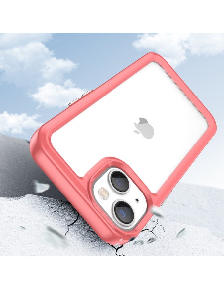 Outer Space Case iPhone 14 dėklas, kietas dangtelis su gelio rėmeliu, raudonas