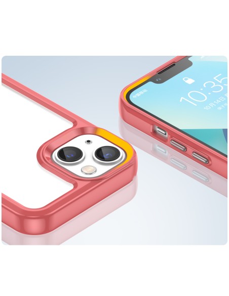 Outer Space Case iPhone 14 dėklas, kietas dangtelis su gelio rėmeliu, raudonas