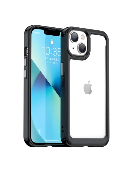 Outer Space Case iPhone 14 Plus kietas dėklas su gelio rėmeliu, juodas