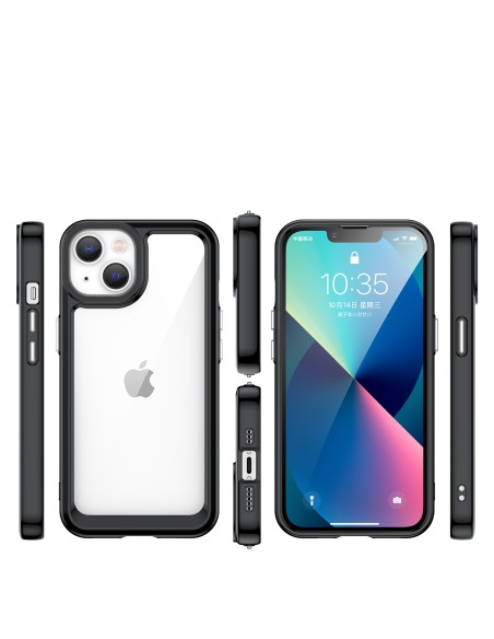 Outer Space Case iPhone 14 Plus kietas dėklas su gelio rėmeliu, juodas