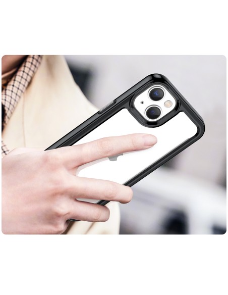 Outer Space Case iPhone 14 Plus kietas dėklas su gelio rėmeliu, juodas