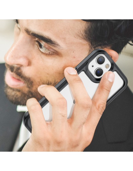 Outer Space Case iPhone 14 Plus kietas dėklas su gelio rėmeliu, juodas