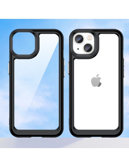 Outer Space Case iPhone 14 Plus kietas dėklas su gelio rėmeliu, juodas