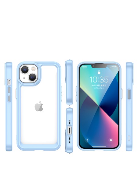 Outer Space Case iPhone 14 Plus kietas dėklas su gelio rėmeliu, mėlynas