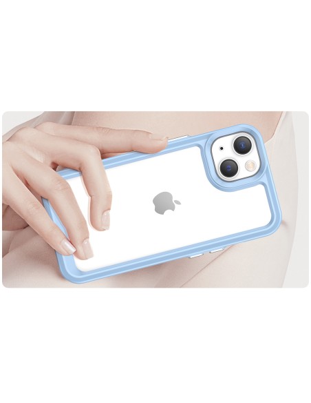 Outer Space Case iPhone 14 Plus kietas dėklas su gelio rėmeliu, mėlynas