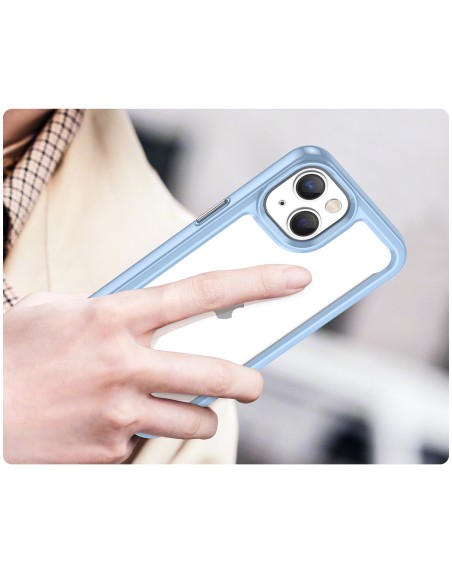 Outer Space Case iPhone 14 Plus kietas dėklas su gelio rėmeliu, mėlynas