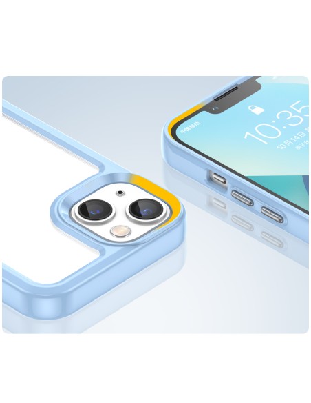 Outer Space Case iPhone 14 Plus kietas dėklas su gelio rėmeliu, mėlynas