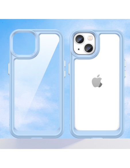 Outer Space Case iPhone 14 Plus kietas dėklas su gelio rėmeliu, mėlynas