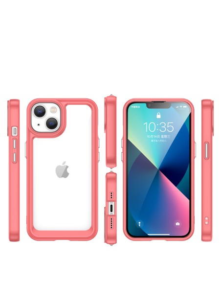 Outer Space Case iPhone 14 Plus kietas dėklas su gelio rėmeliu, raudonas