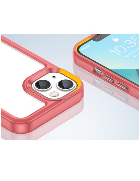 Outer Space Case iPhone 14 Plus kietas dėklas su gelio rėmeliu, raudonas