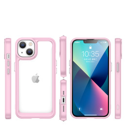 Outer Space Case iPhone 14 Plus kietas dėklas su gelio rėmeliu, rožinis