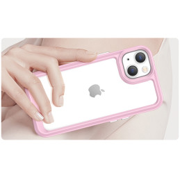 Outer Space Case iPhone 14 Plus kietas dėklas su gelio rėmeliu, rožinis
