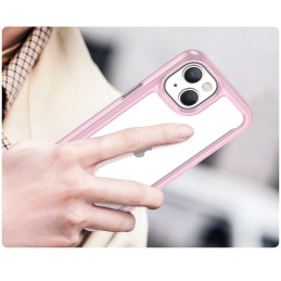 Outer Space Case iPhone 14 Plus kietas dėklas su gelio rėmeliu, rožinis