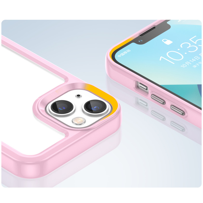 Outer Space Case iPhone 14 Plus kietas dėklas su gelio rėmeliu, rožinis