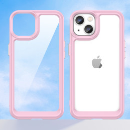 Outer Space Case iPhone 14 Plus kietas dėklas su gelio rėmeliu, rožinis