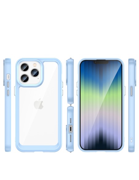 Outer Space Case iPhone 14 Pro kietas dėklas su gelio rėmeliu, mėlynas Outer Space Case iPhone 14 Pro kietas dėklas su gelio rėmeliu, mėlynas