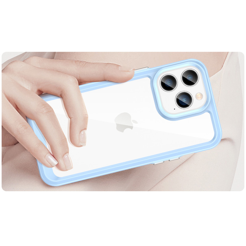 Outer Space Case iPhone 14 Pro kietas dėklas su gelio rėmeliu, mėlynas