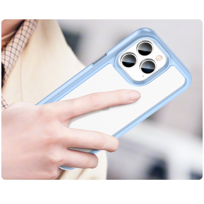 Outer Space Case iPhone 14 Pro kietas dėklas su gelio rėmeliu, mėlynas