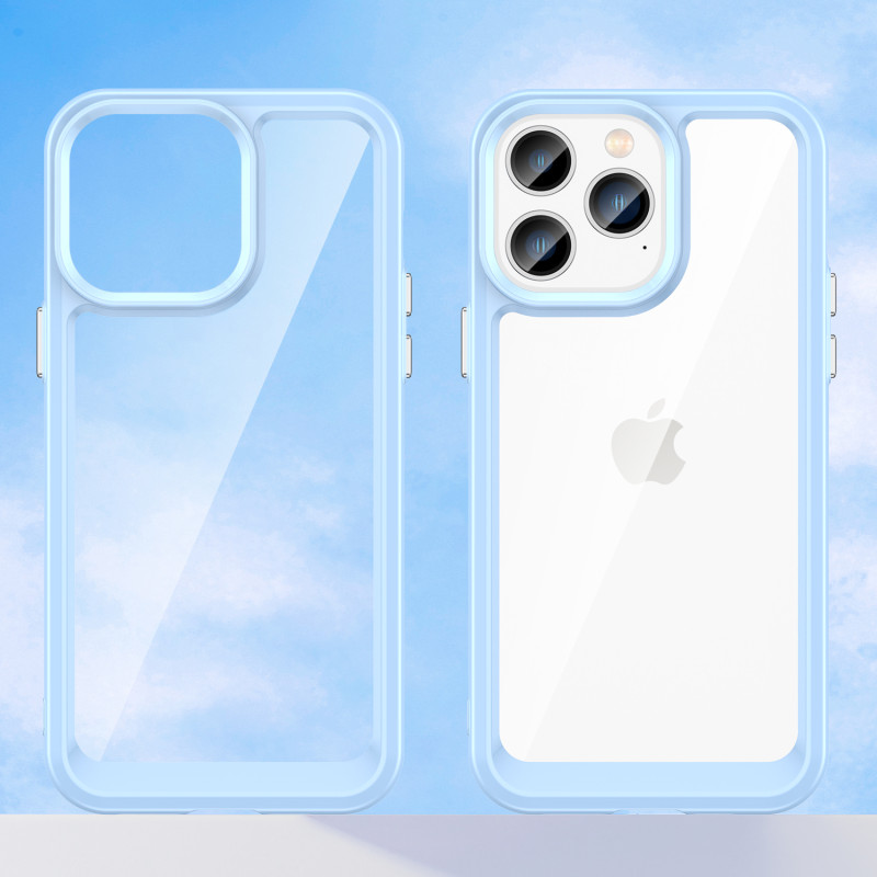 Outer Space Case iPhone 14 Pro kietas dėklas su gelio rėmeliu, mėlynas
