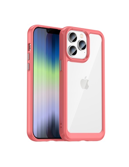 Outer Space Case iPhone 14 Pro kietas dėklas su gelio rėmeliu, raudonas