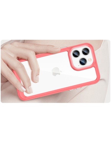 Outer Space Case iPhone 14 Pro kietas dėklas su gelio rėmeliu, raudonas
