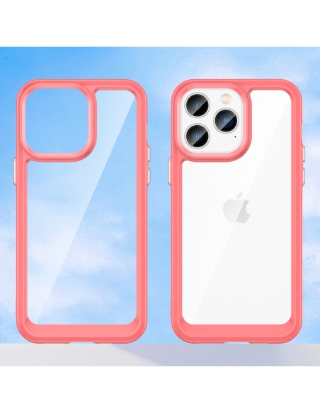 Outer Space Case iPhone 14 Pro kietas dėklas su gelio rėmeliu, raudonas