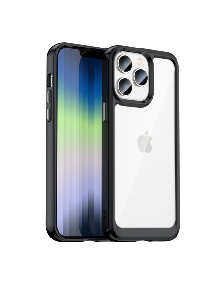 „Outer Space“ dėklas, skirtas iPhone 14 Pro Max, kietas dangtelis su gelio rėmeliu, juodas