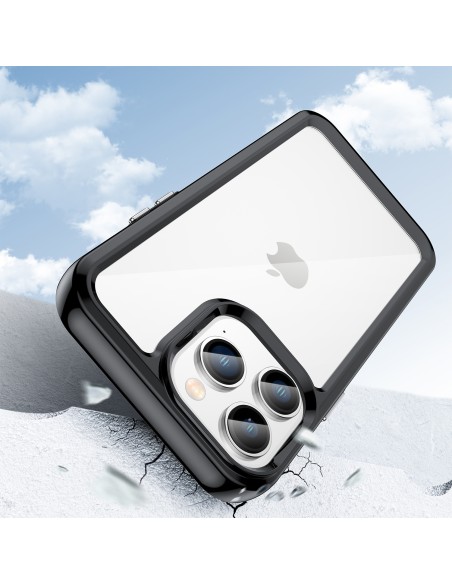 „Outer Space“ dėklas, skirtas iPhone 14 Pro Max, kietas dangtelis su gelio rėmeliu, juodas