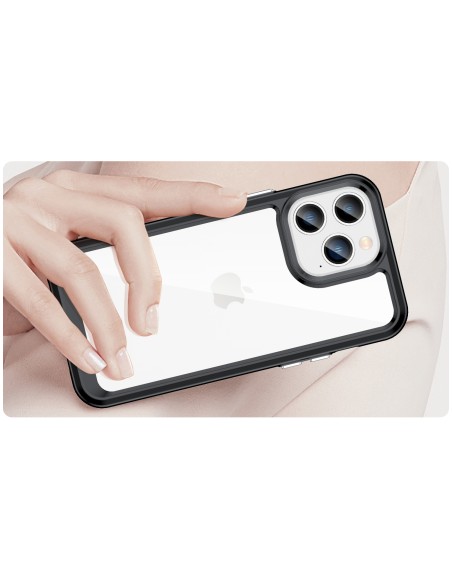 „Outer Space“ dėklas, skirtas iPhone 14 Pro Max, kietas dangtelis su gelio rėmeliu, juodas