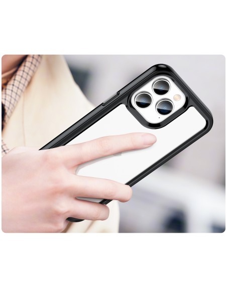 „Outer Space“ dėklas, skirtas iPhone 14 Pro Max, kietas dangtelis su gelio rėmeliu, juodas