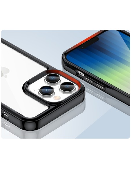 „Outer Space“ dėklas, skirtas iPhone 14 Pro Max, kietas dangtelis su gelio rėmeliu, juodas