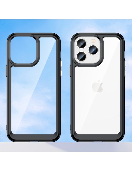 „Outer Space“ dėklas, skirtas iPhone 14 Pro Max, kietas dangtelis su gelio rėmeliu, juodas