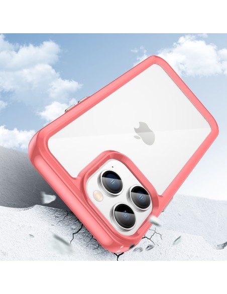 „Outer Space“ dėklas, skirtas iPhone 14 Pro Max, kietas dėklas su gelio rėmeliu, raudonas