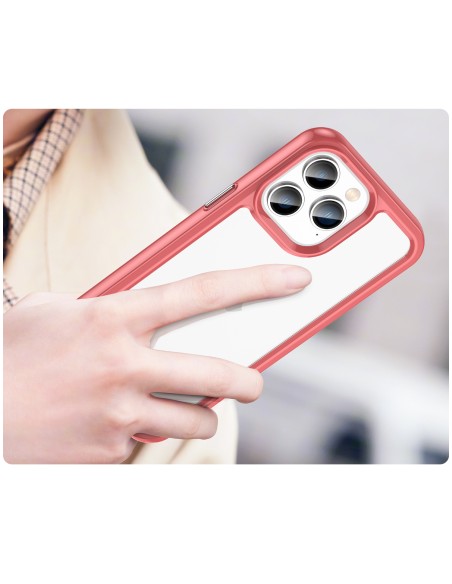 „Outer Space“ dėklas, skirtas iPhone 14 Pro Max, kietas dėklas su gelio rėmeliu, raudonas