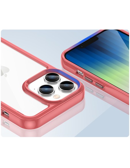 „Outer Space“ dėklas, skirtas iPhone 14 Pro Max, kietas dėklas su gelio rėmeliu, raudonas